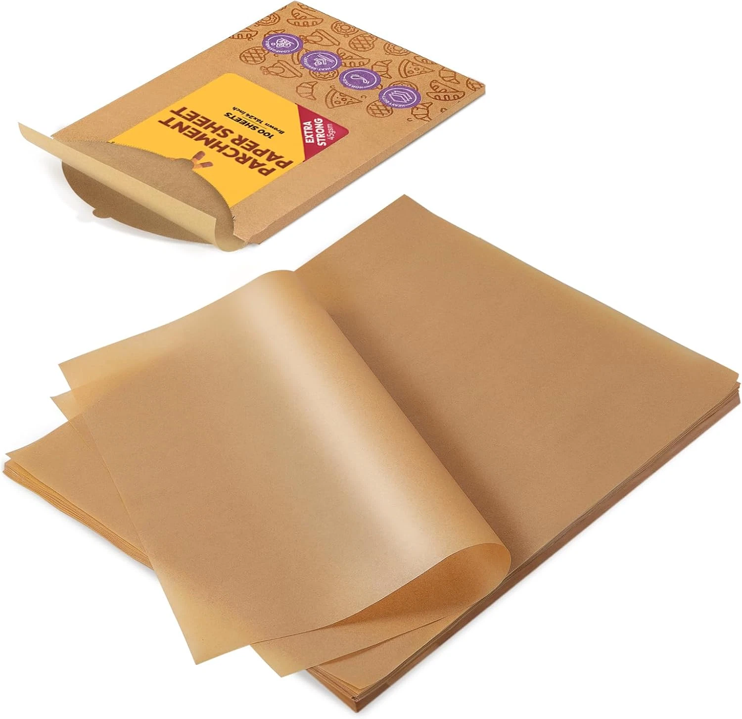 16X24 Inch Parchment Paper Sheets, 100Pcs Non-Stick Precut Baking Parchment, Unb