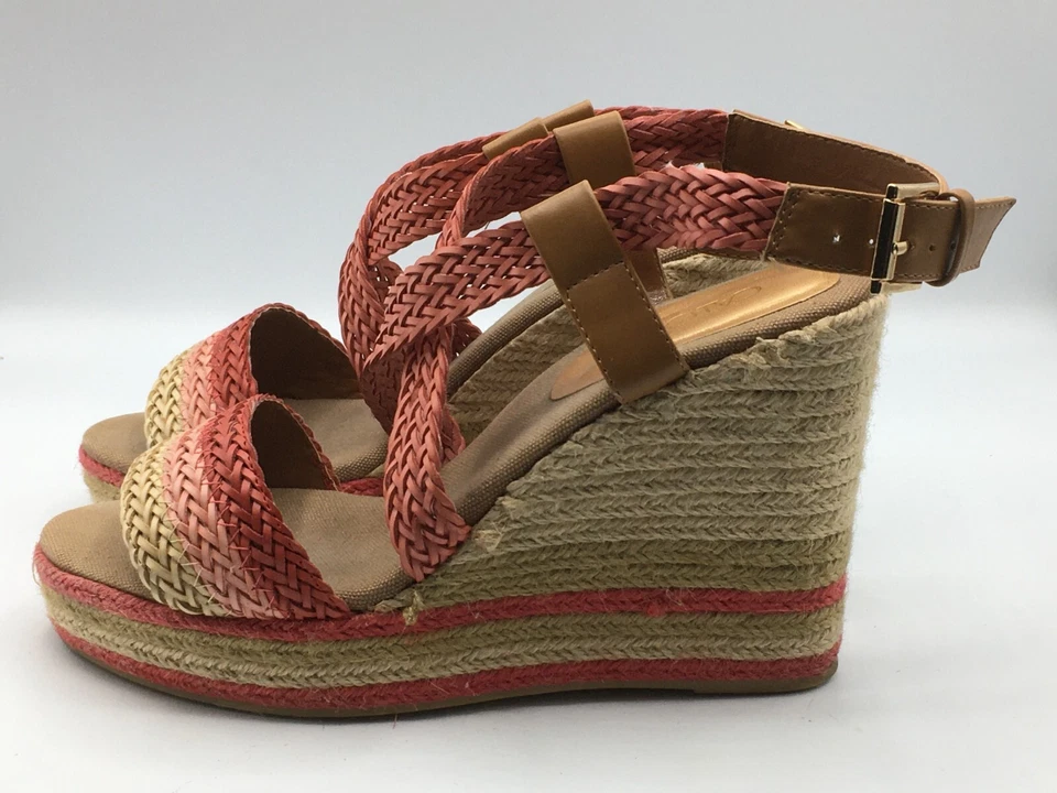 CATO женщин розовый красный с открытым носком джутовый слинга размер 8 М 4,5» на танкетке туфли на платформе - Изображение 3 из 4