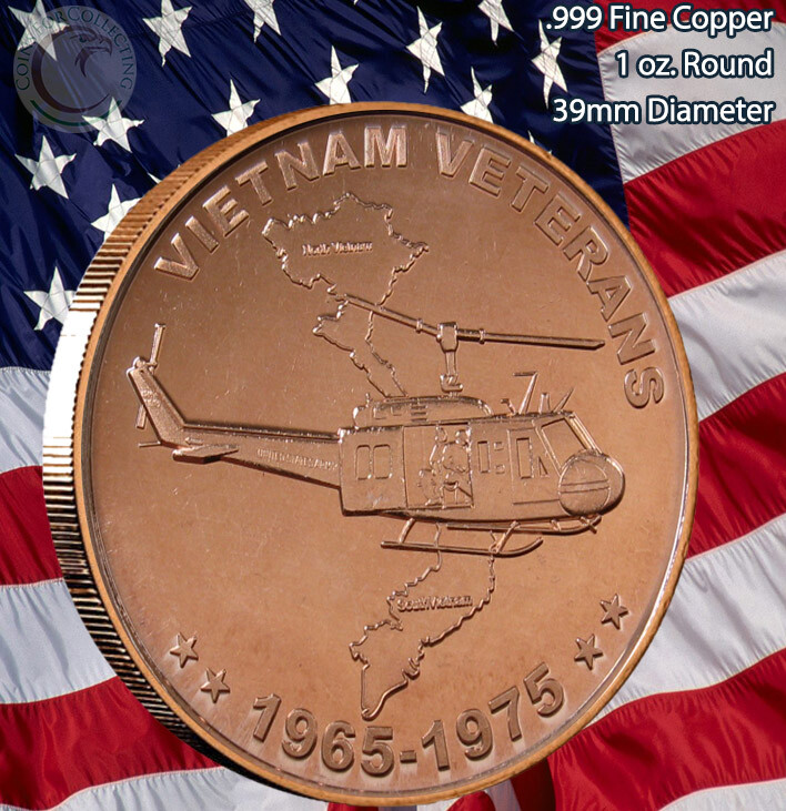"Vietnam Veterans 1965-1975" 1 oz .999 Copper Round 