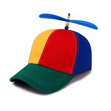 Unisex Rainbow Color Helicopter Propeller Cap Hat School Boy Fancy Dress Cap
