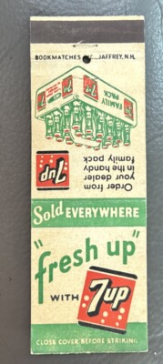Vintage  Fresh Up  With 7up Matchbook Cover, Handy Family Pack