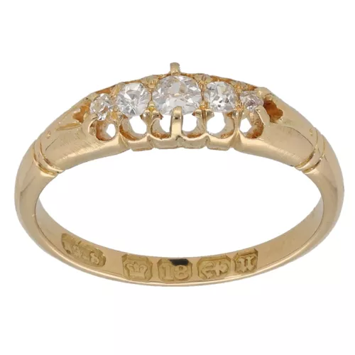 18ct Gold Diamond Ring 2.77g Half Eternity Size K 1/2 - Fully Hallmarked