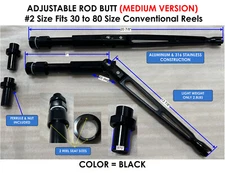 New Adjustable Fishing Rod Butt #2 Size, Black, Medium - NOT Winthrop