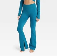 Women's High Waist Textured Flare Leggings - JoyLab - Lagoon Blue, Sz XS