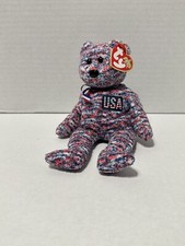 Ty Beanie Baby USA The Patriotic Bear Retired God Bless America - MWMT