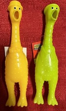 Lot Of 2 Fun Shrilling Rubber Chicken Sound Squeeze Screaming Toy 9" Inches