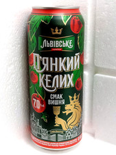 Empty Can Beer Lvibske PIANKYI KELYKH Cherry 500 ml. Ukraine 2022 Top Open