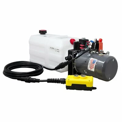 Double Acting Hydraulic Pump For Dump Trailers KTI - 12VDC - 6 Quart Reservoir