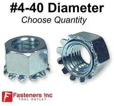 #4-40 K Lock Hex Star Lock Nuts Keps Zinc Plated COARSE Thread (Pick Quantity)