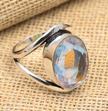 Rainbow Mystic Topaz Gemstone Handmade 925 Solid Sterling Silver Ring Jewelry
