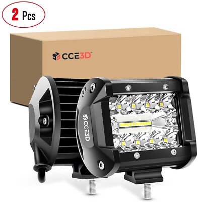 LED Light Bar  2 PCS 4 inch 6000LM Work Flood Pods Offroad Driving Fog Lamp
