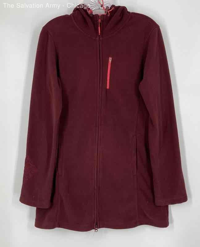 Athleta Womens Maroon Hooded Long Sleeve Full-Zip Jacket Size Large