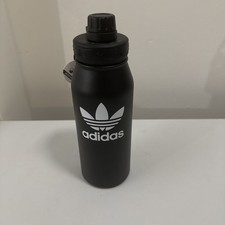 Adidas Originals Steel 1 Liter Metal Water Bottle, Black/White
