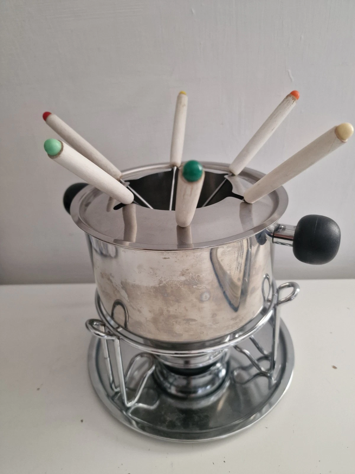 STAINLESS STEEL fondue Set Party Chocolate Cheese Man Cave Night In Gift Serve 6