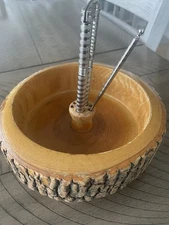 Elwood Rusticware Vintage Tree Bark Nut Bowl With Cracker And One Pick