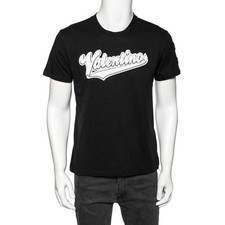Valentino Black Cotton Baseball Logo Appliqued Short Sleeve TShirt S