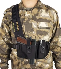 Universal Chest Holster for Pistols，Shoulder For 44to 58 breast, black 