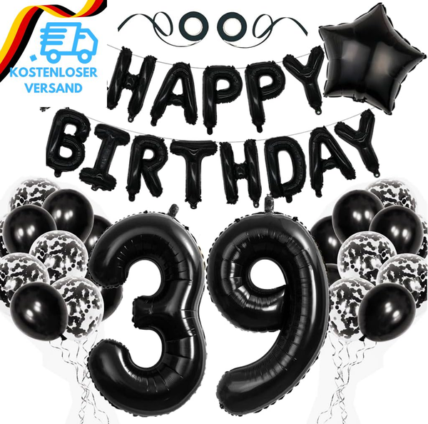 Luftballons 39. Geburtstag Dekoration Set, Geburtstagsdeko 39 Jahre Frauen MäNne-image
