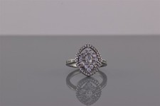 Sterling Silver 16mm Marquise Framed Cubic Zirconia Cluster Band Ring 925 Sz: 6