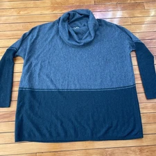 Smartwool Edgewood Poncho Sweater Tunic Colorblock Blue Womens Small EUC