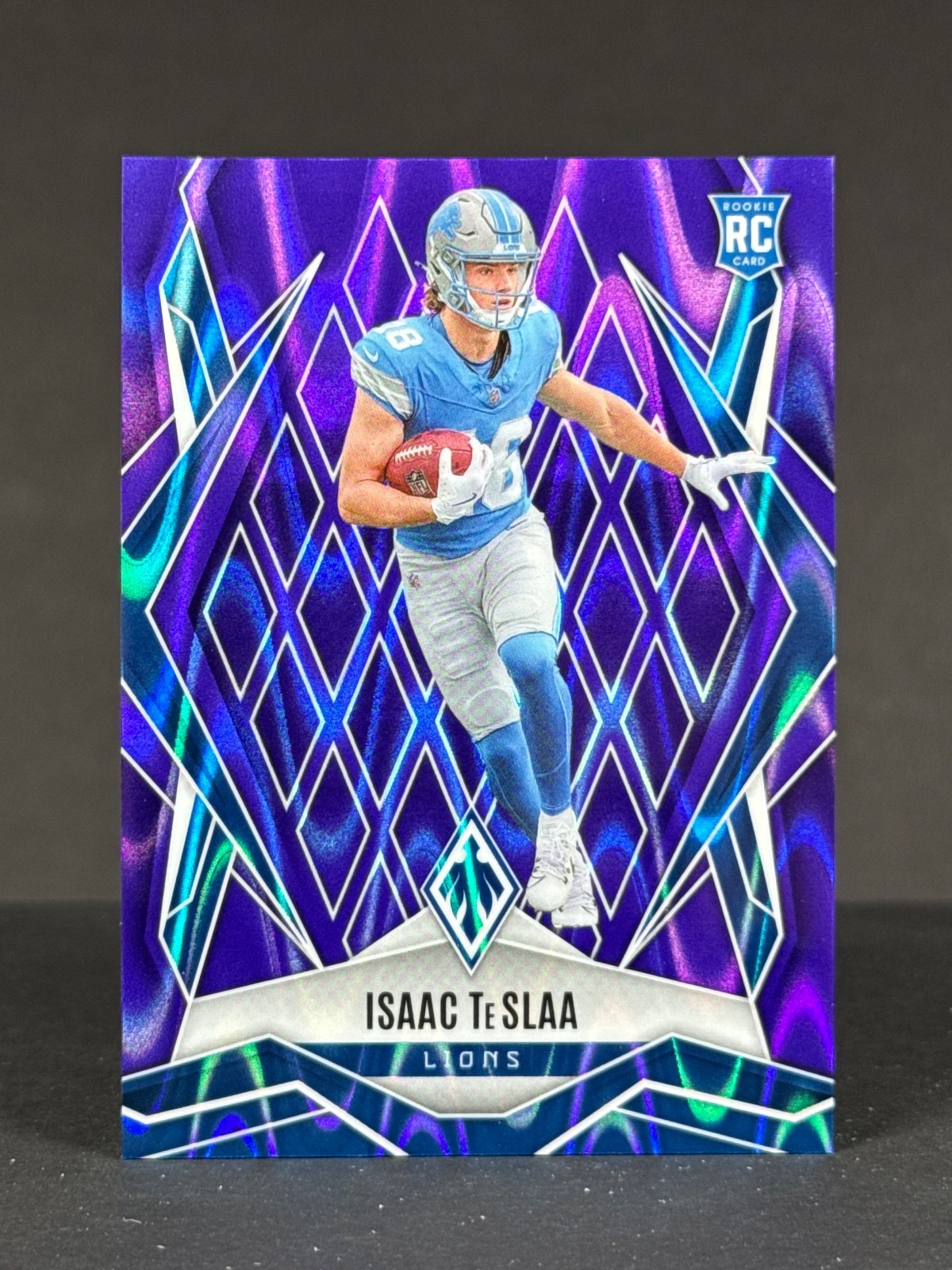 Isaac TeSlaa 2025 Panini Phoenix RC Purple Seismic /49 Rookie #189 Lions