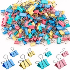 Assorted Colored Binder Clips 200 Count 4 Sizes Large Medium Small Mini Office