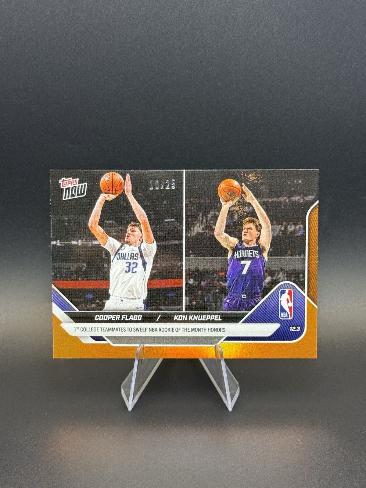 25-26 Topps Now NBA #73 Cooper Flagg Mavericks Kon Knueppel Hornets Orange 10/25