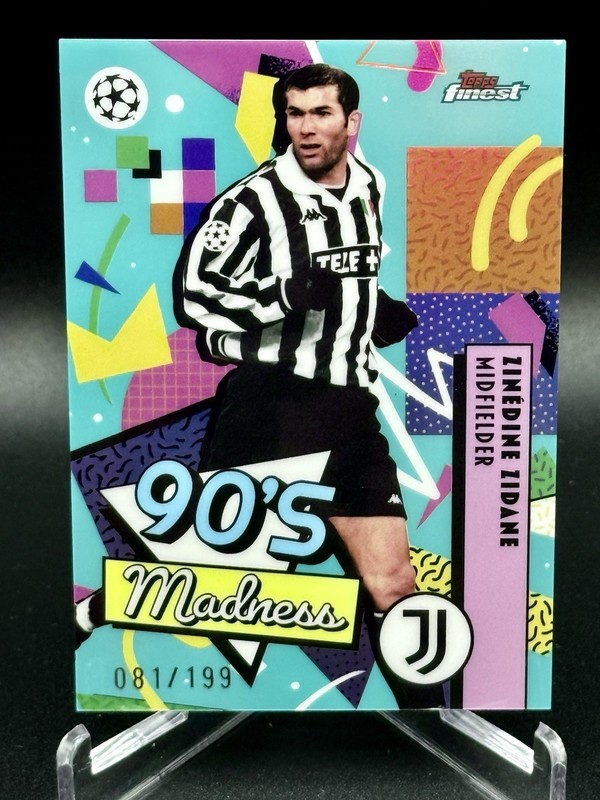 2025-26 Topps Finest UEFA MAD-7 Zinedine Zidane Juventus Aqua Refractor /199