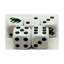 Koplow Animal Dice d6 16mm Frog Dice - White w/Dark Green (5) NM
