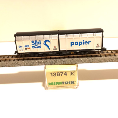 SWISS ''SIHL PAPIER'' SLIDING DOOR WAGON (SBB) EP. V MINITRIX 13874 (H113)