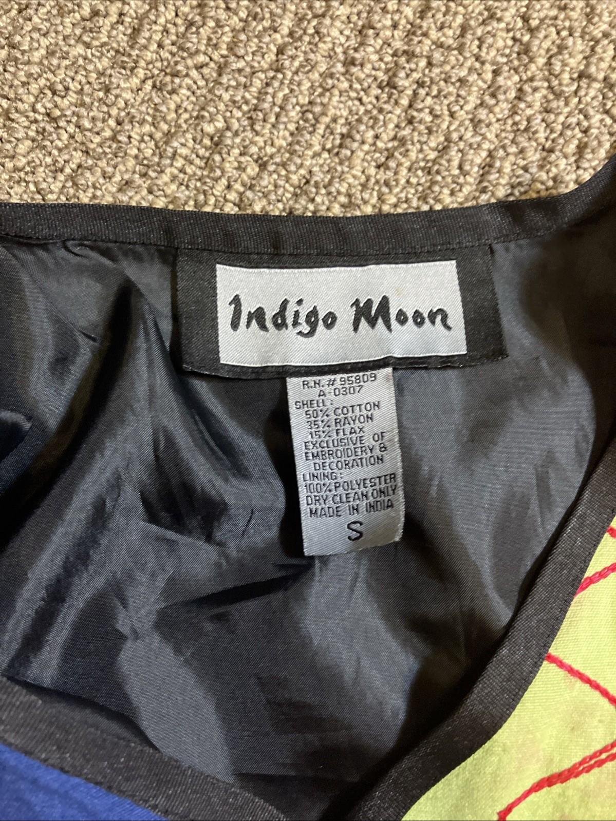 Indigo Moon Patchwork Embroidered Size Small Line… - image 5