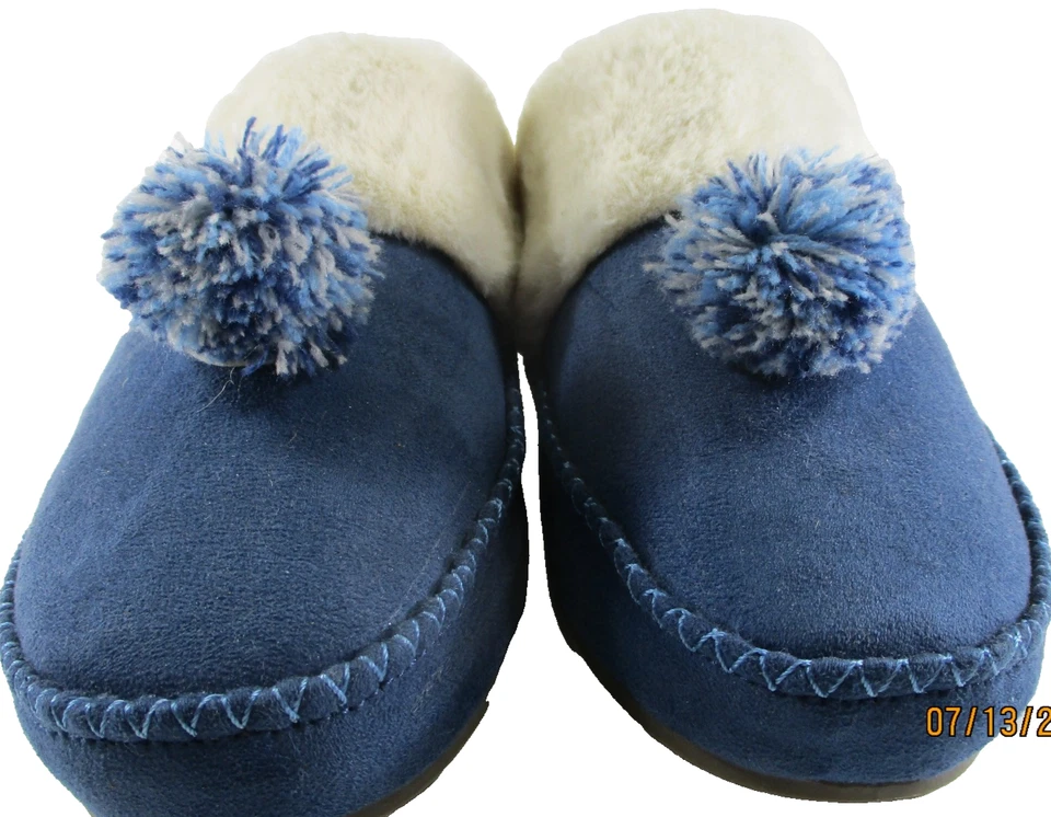 Zapatillas de casa Vionic para mujer talla 10 azules forradas de piel sintética suelas de goma hechas en China Foto 2 de 4