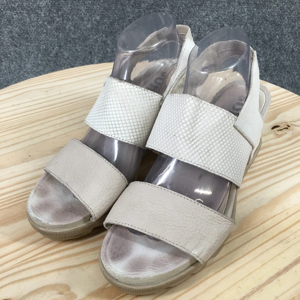Sandalias Sorel para mujer 10 Joanie II informales con cordones cuña cuero beige claro Foto 3 de 4