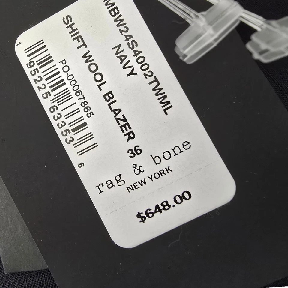 New Rag & Bone Blazer 36r Nikke Japan Wool Blend Working Cuff Navy Unstructured - Image 3 of 4