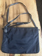 Coach Black Nylon Crossbody Purse Dual Zipper Compartments F57899 Missing “C”