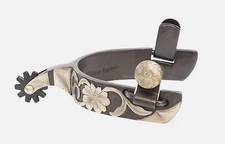 Classic Equine Roper Series Spurs Brn Silver Flower Women's Western Horse NEW