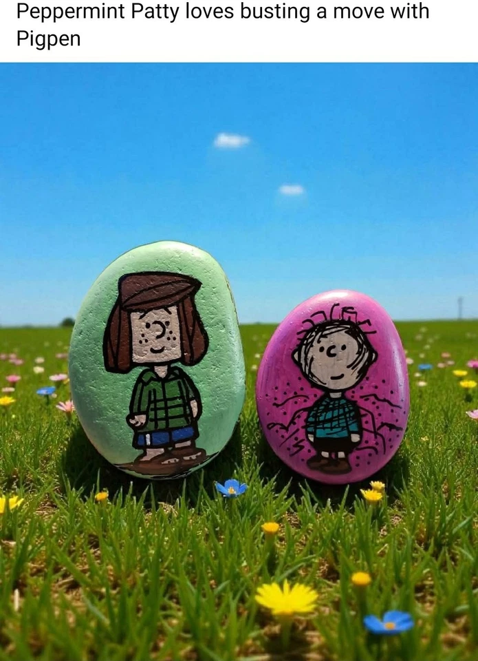 Handpainted Garden Rocks-The Peanuts Friends & Family Tree! 13 Qty Set - Image 3 of 4