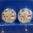 Lot Of 2 2023 Silver Eagles 1oz .999 Silver Flags Of the World - Great Britain