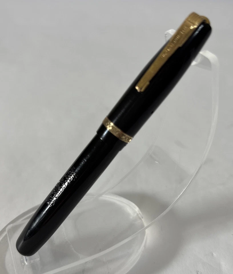 Pluma Estilográfica Waterman's 512V De Colección Negra con Borde Dorado 14K Nuevo en Caja Foto 2 de 4