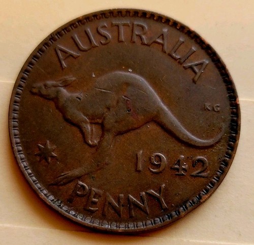 AUSTRALIA 🇦🇺 ONE (1) PENNY COIN 1942 (KING GEORGE VI