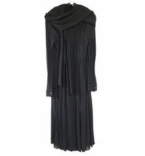 PRADA Stole Design Dress Black Viscose Rayon Long Dress L Size Pre-owned