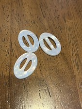 3 Rare Antique 1930s Old Stock Mother of Pearl 1 Inch Carved Buckle Or Slide