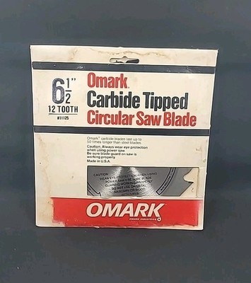 Omark 6 1/2'' x 12 Tooth Carbide Tipped Circular Saw Blade #11125 NOS