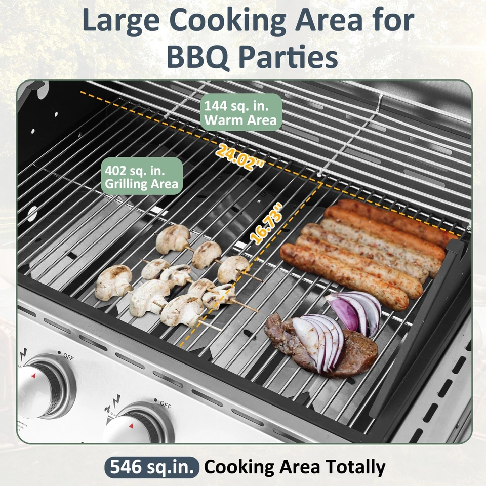 Parrilla de gas propano 4 quemadores carro de parrilla de acero inoxidable cocina al aire libre barbacoa 4+1 Foto 2 de 4