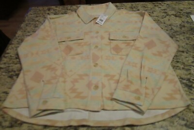 NWT WOMEN'S THREAD & SUPPLY SOFT BUTTON UP AZTEC SHACKET SHIRT SZ LARGE L
