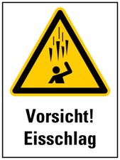 Aufkleber Warnung "Vorsicht! Eisschlag" Warn Schild Folie &auml;hnl. ISO 7010