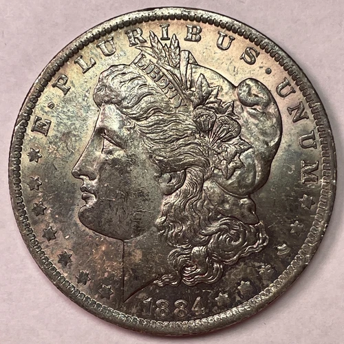 1884-O Rainbow Toning Morgan Dollar Brilliant Uncirculated BU Coin #18878