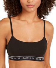 New Calvin Klein Women's Small CK One Cotton Unlined Bralette QF5727 in Black