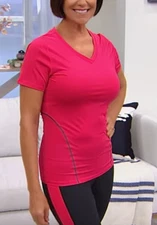 Copper Life Women's Core Compression VNeck Tee Shirt pomegranate S