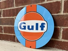Gulf racing advertising sign oil gas porsche ford Gt40 Round Metal